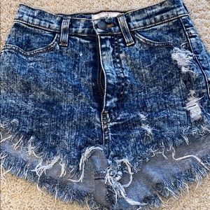Vibrant MIU Acid Wash Blue denim shorts